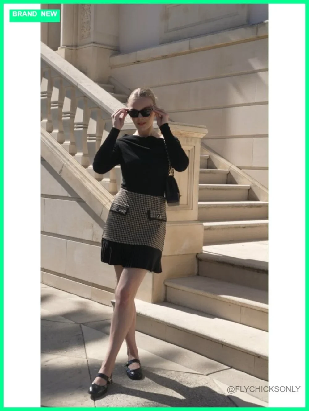 High Waist Pleated A-Line Mini Skirt with Buttons & Faux Pockets